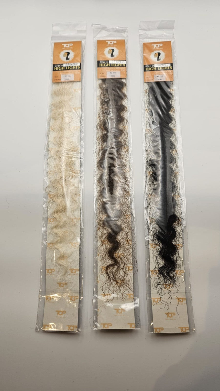 Clip-In Haarsträhne gewellt 29cm Kunsthaar Crimped Highlight Strähne Farbwahl