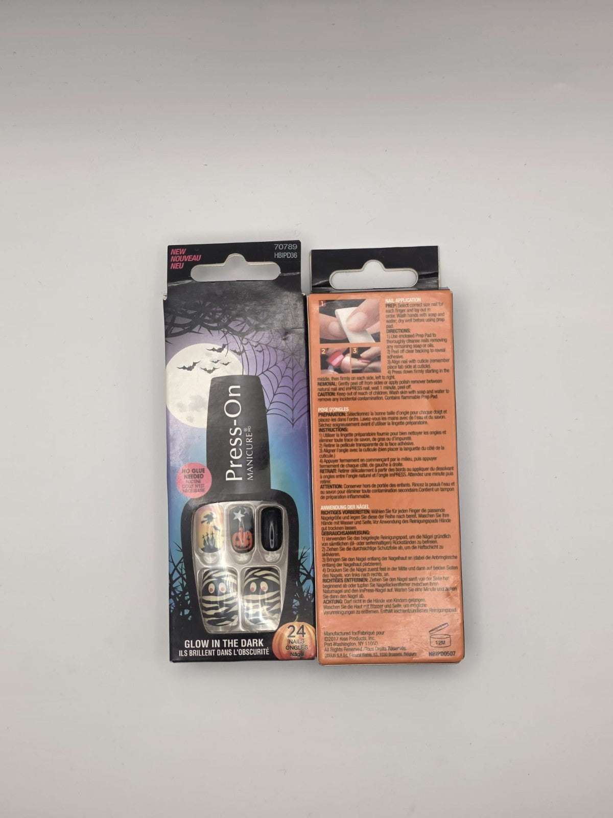 Press-On Manicure Halloween Kunstnägel Glow in the Dark 24 Nägel Selbstklebend N