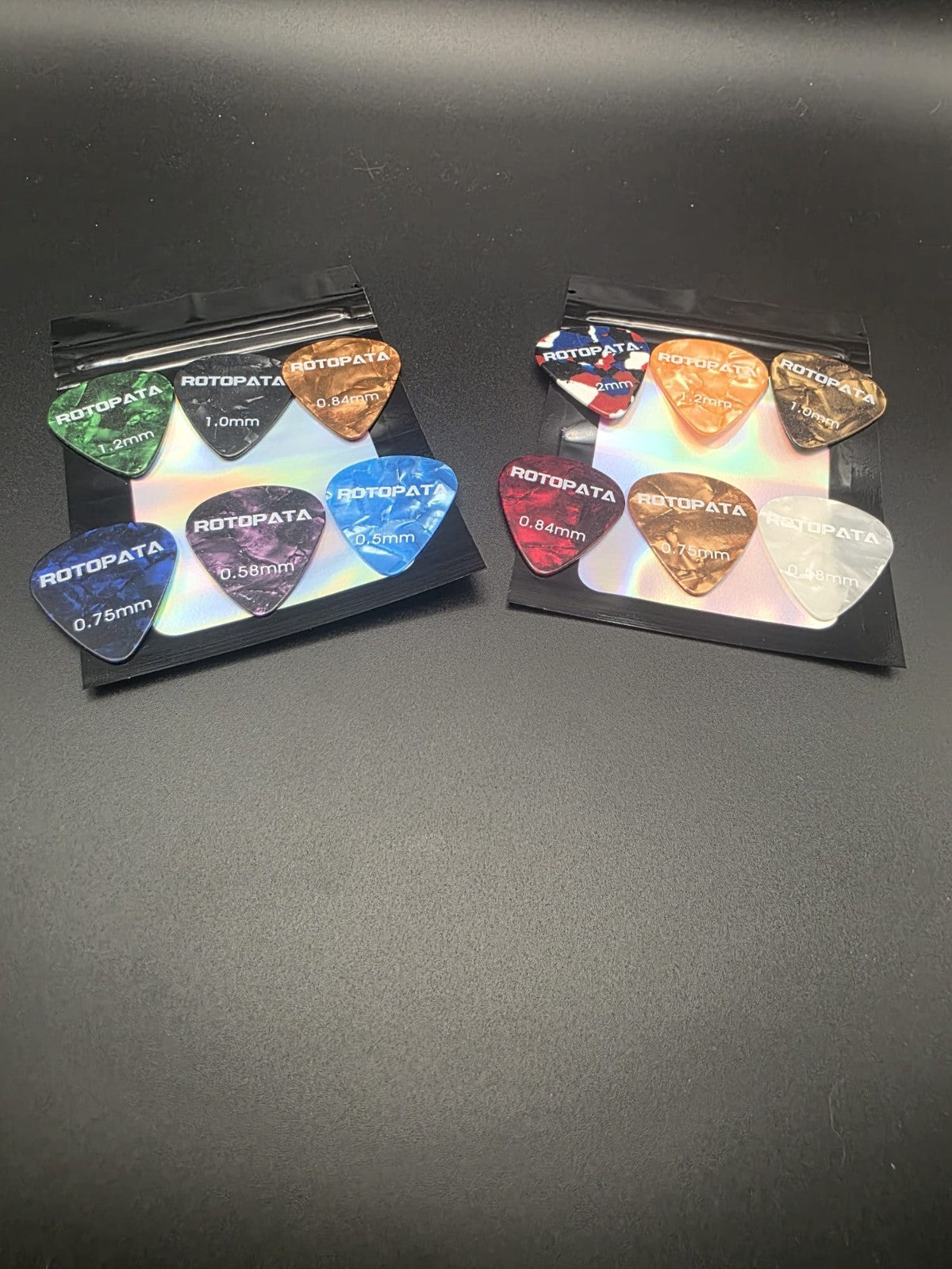 6x Gitarrenplektren Set ROTOPATA 0,5–1,2mm verschiedene Stärken Plektren Picks n