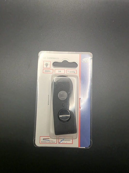 REV Schnurschalter schwarz 250V 2A 1-polig Kabelschalter Lichtschalter neu