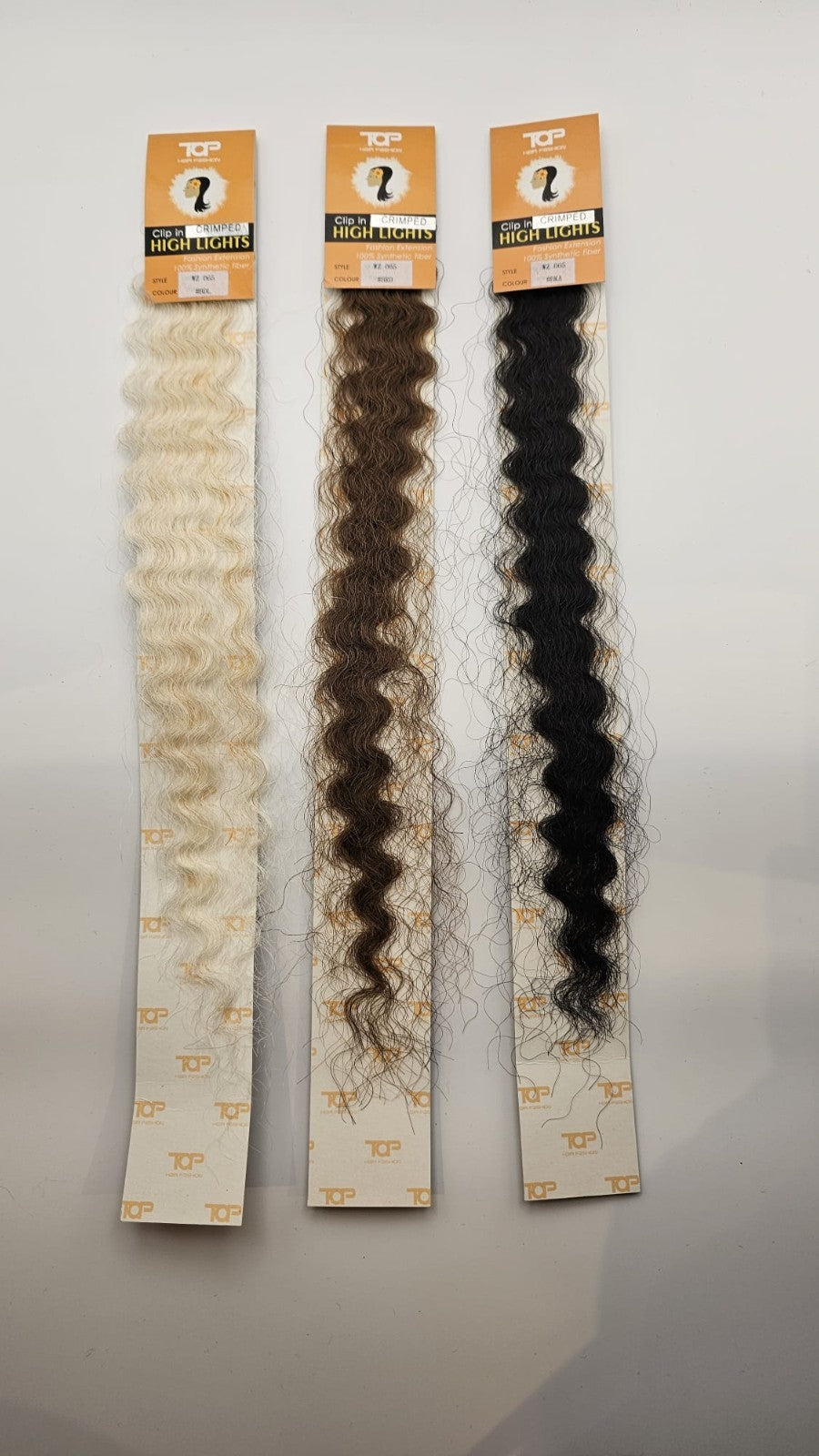 Clip-In Haarsträhne gewellt 29cm Kunsthaar Crimped Highlight Strähne Farbwahl