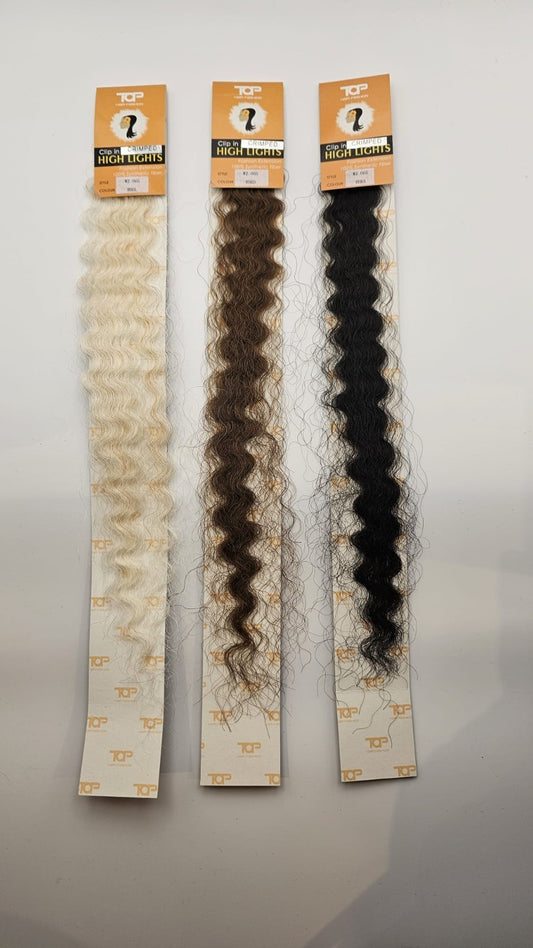 Clip-In Haarsträhne gewellt 29cm Kunsthaar Crimped Highlight Strähne Farbwahl