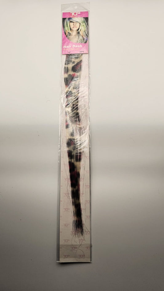 Clip-In Animal Print Haarsträhne Leopard Kunsthaar 42cm Haarverlängerung