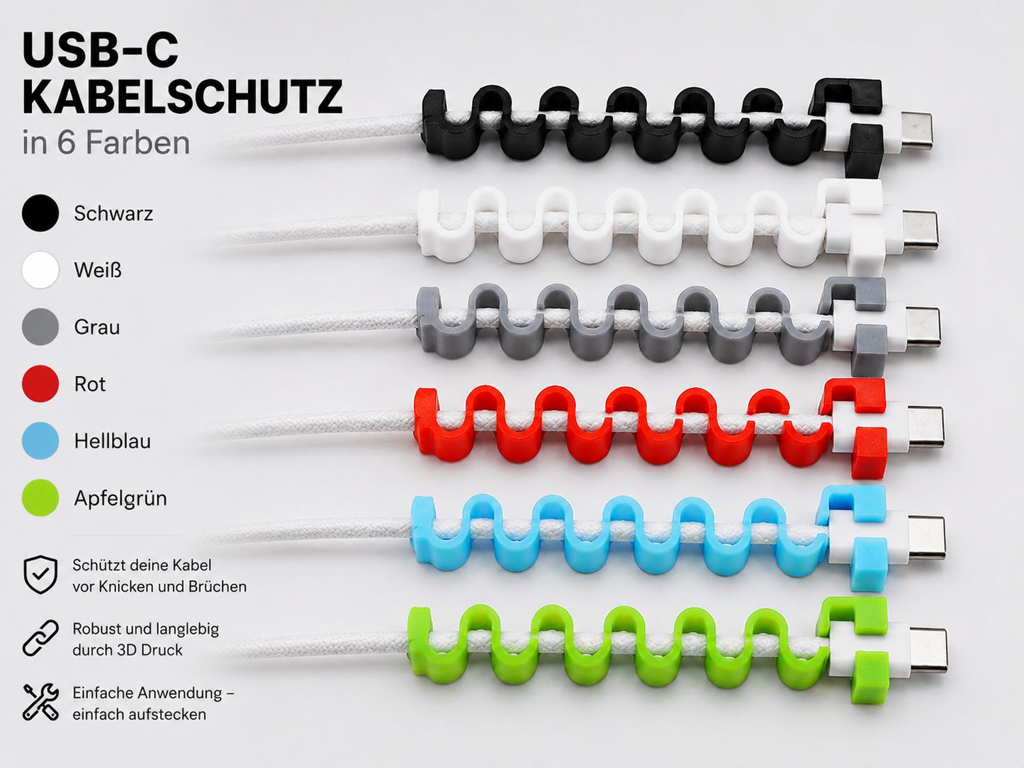 Kabelmanagement Zubehör Auswahl – Kabelclip, Kabelschutz, Staubschutzkappen USB-